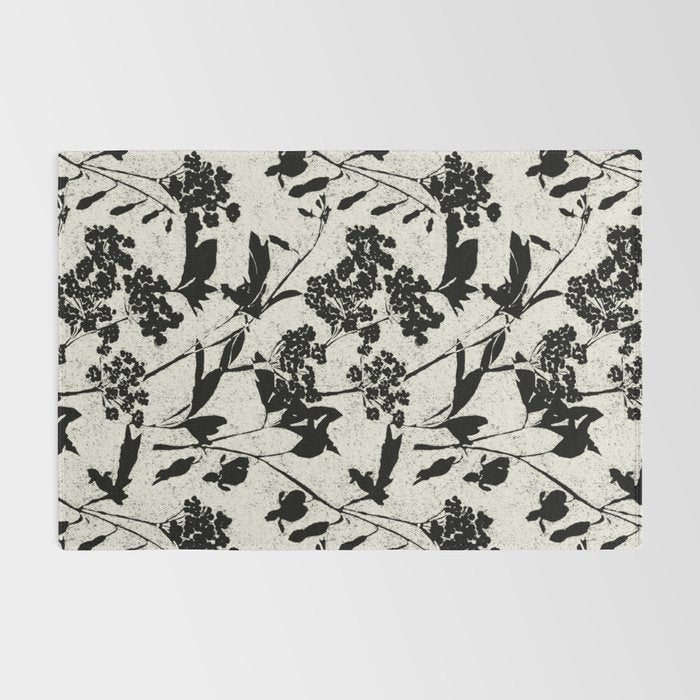 Black & White Vintage Florals Rug Gallery Image 2