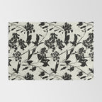 Black & White Vintage Florals Rug Gallery Image 2