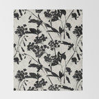 Black & White Vintage Florals Throw Blanket Gallery Image 2