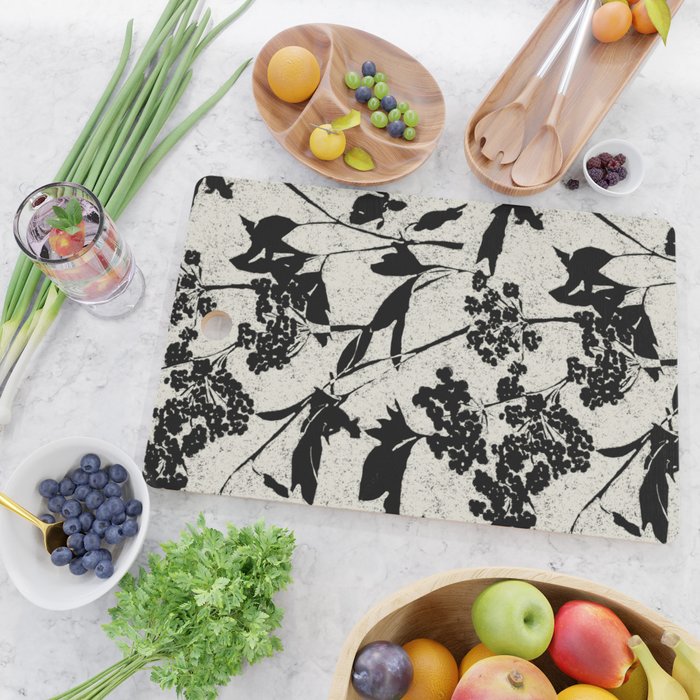 Black & White Vintage Florals Cutting Board Gallery Image 2