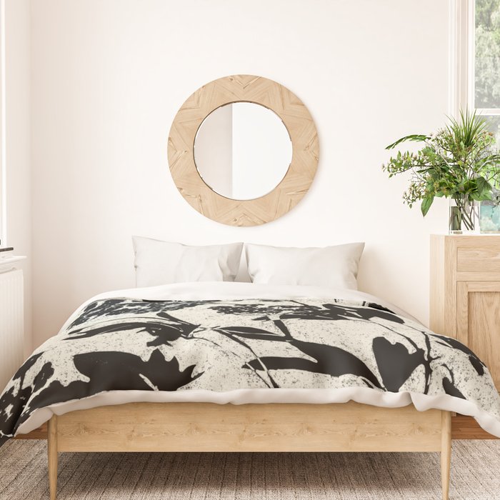 Black & White Vintage Florals Duvet Cover Gallery Image 3