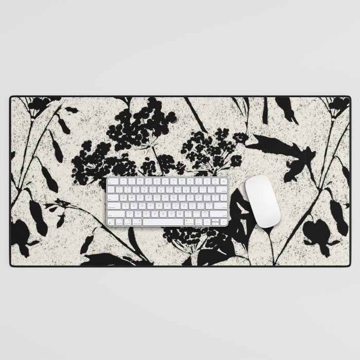 Black & White Vintage Florals Desk Mat Gallery Image 1