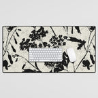 Black & White Vintage Florals Desk Mat Gallery Image 1