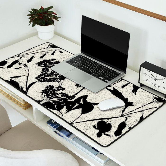Black & White Vintage Florals Desk Mat Gallery Image 2