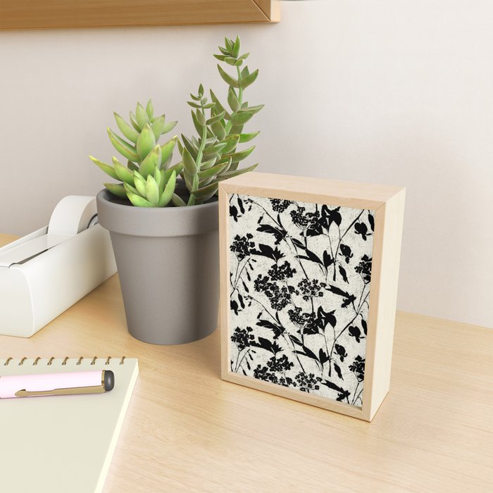 Black & White Vintage Florals Mini Art Print Gallery Image 2