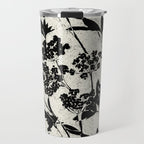 Black & White Vintage Florals Travel Mug Gallery Image 1