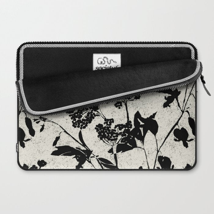 Black & White Vintage Florals Laptop Sleeve Gallery Image 2