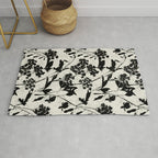 Black & White Vintage Florals Rug Gallery Image 1