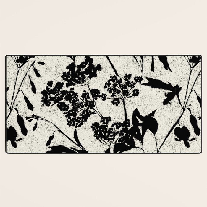 Black & White Vintage Florals Desk Mat Gallery Image 3