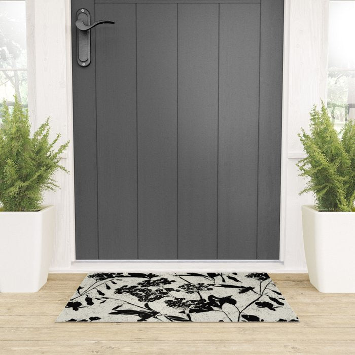 Black & White Vintage Florals Welcome Mat Gallery Image 3