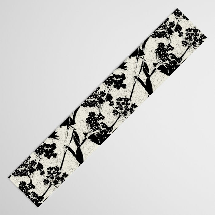 Black & White Vintage Florals Table Runner Gallery Image 3