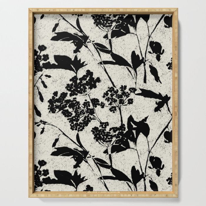 Black & White Vintage Florals Serving Tray Gallery Image 1