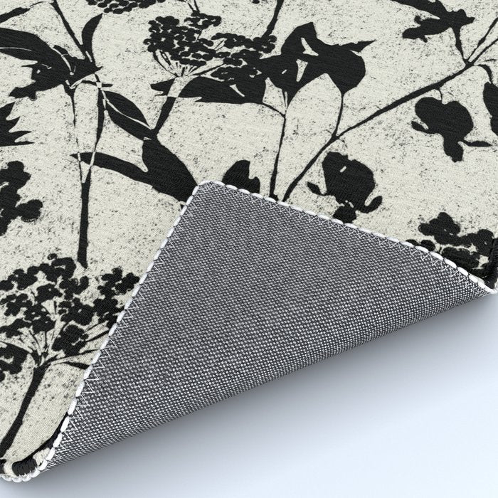 Black & White Vintage Florals Rug Gallery Image 4