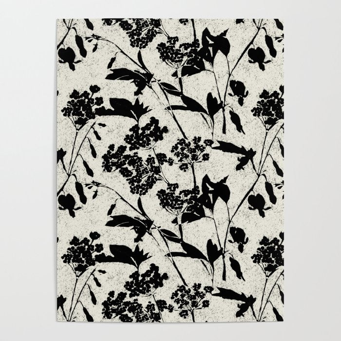 Black & White Vintage Florals Poster Gallery Image 1