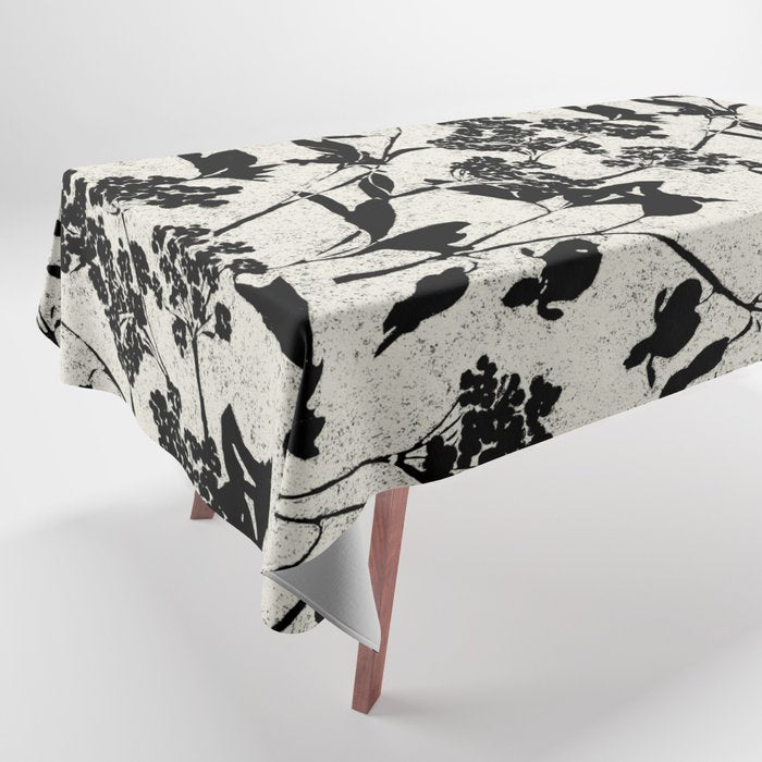 Black & White Vintage Florals Tablecloth Gallery Image 1