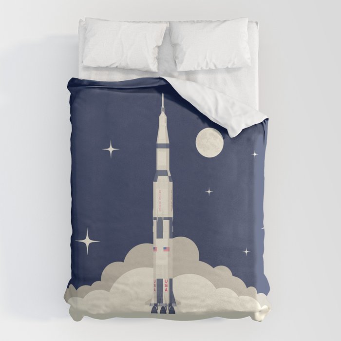 Apollo 11 Space - Saturn Rocket A Duvet Cover Gallery Image 1