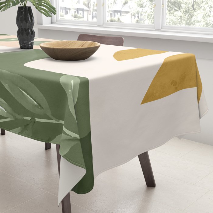 Abstract Shapes and Leaves Tablecloth Gallery Image 3