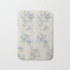 Rustic vintage bohemian blue white stripes elegant floral Bath Mat Gallery Image 1
