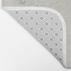 Rustic vintage bohemian blue white stripes elegant floral Bath Mat Gallery Image 2