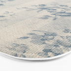 Rustic vintage bohemian blue white stripes elegant floral Bath Mat Gallery Image 3