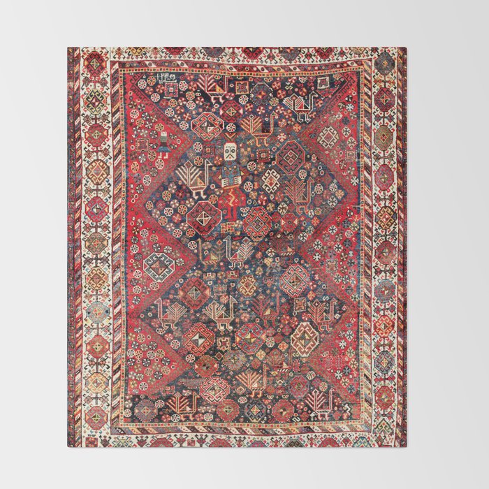 Qashqaâi Fars Southwest Persian Nomad Rug Print Throw Blanket Gallery Image 2
