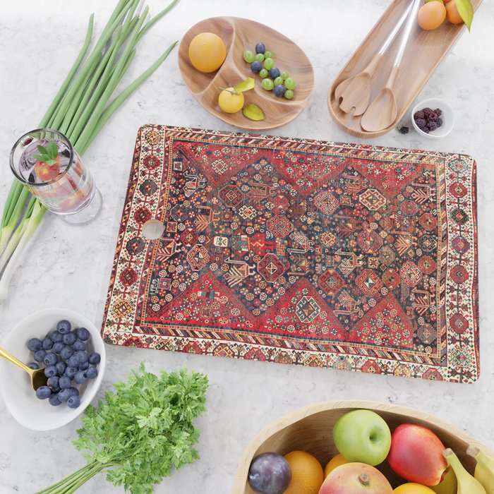 Qashqaâi Fars Southwest Persian Nomad Rug Print Cutting Board Gallery Image 2
