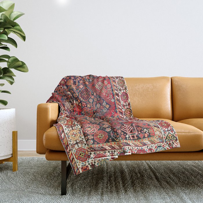 Qashqaâi Fars Southwest Persian Nomad Rug Print Throw Blanket Gallery Image 1