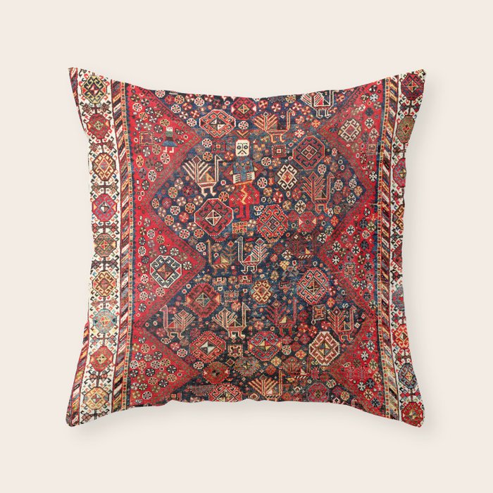 Qashqaâi Fars Southwest Persian Nomad Rug Print Throw Pillow Gallery Image 1