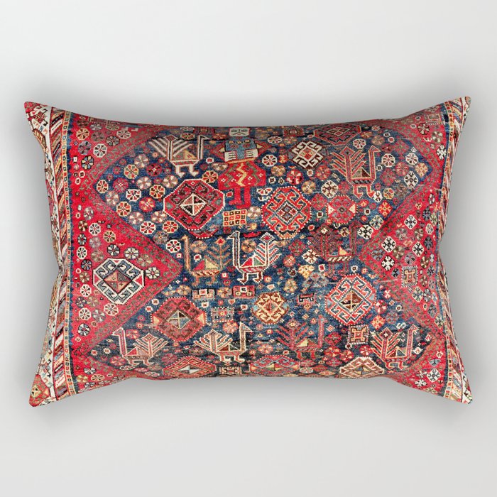 Qashqaâi Fars Southwest Persian Nomad Rug Print Rectangular Pillow Gallery Image 2