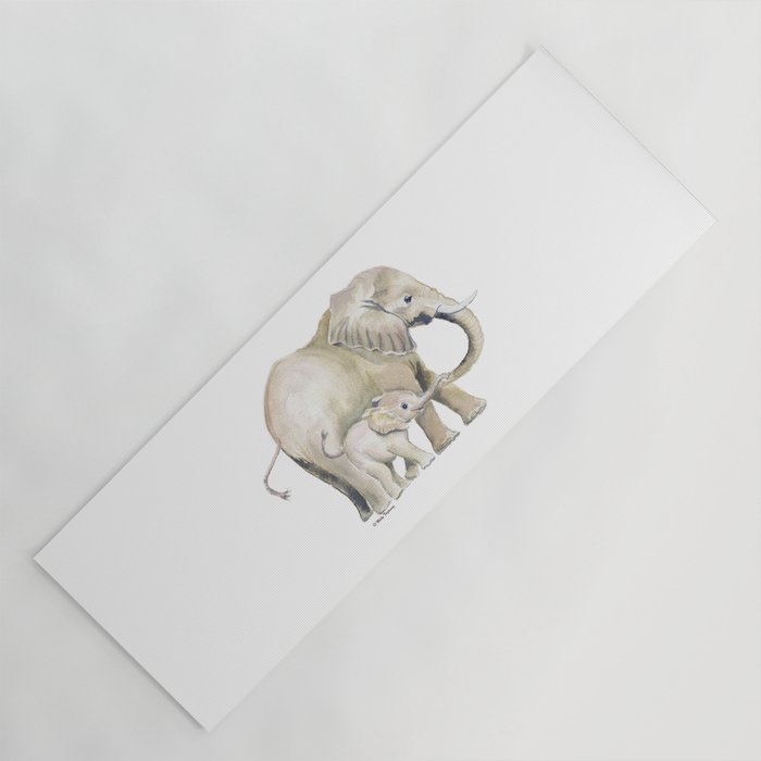 Mom and Baby Elephant 2 Yoga Mat Gallery Image 1