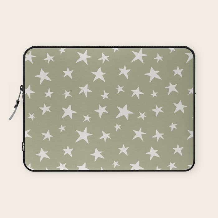 Stars Sage Green Laptop Sleeve Gallery Image 1