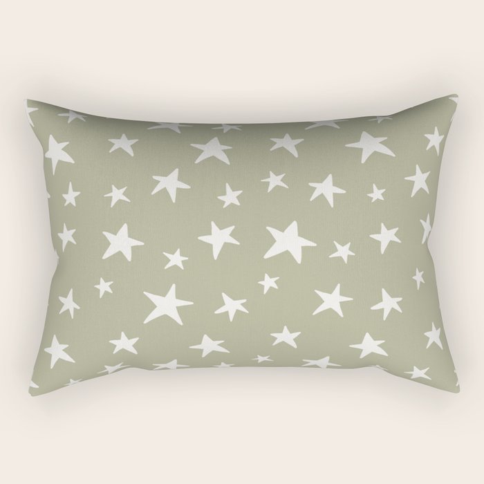 Stars Sage Green Rectangular Pillow Gallery Image 2