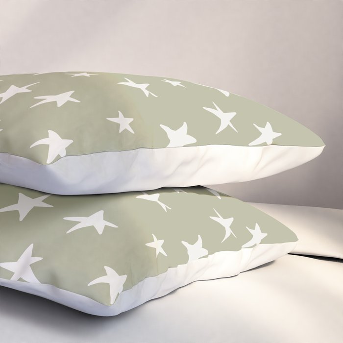 Stars Sage Green Pillow Sham Gallery Image 3