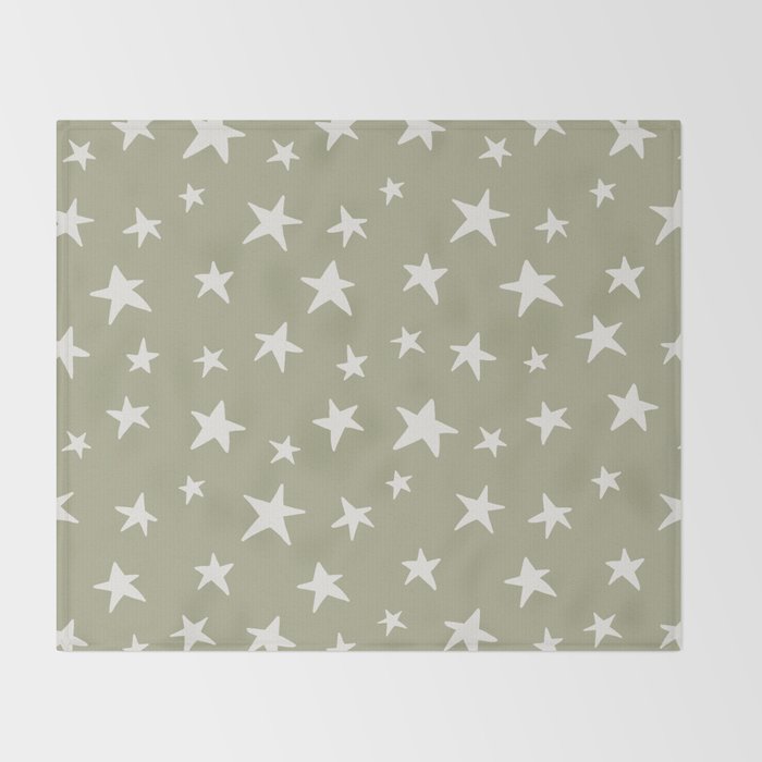 Stars Sage Green Throw Blanket Gallery Image 2