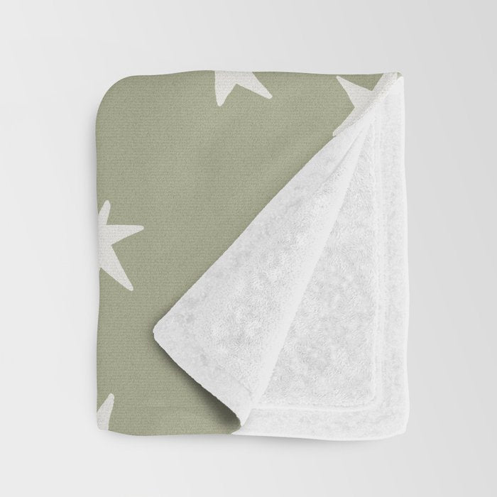 Stars Sage Green Throw Blanket Gallery Image 3
