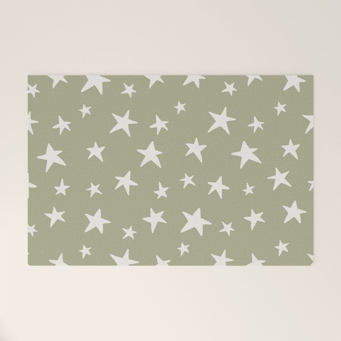 Stars Sage Green Welcome Mat Gallery Image 1