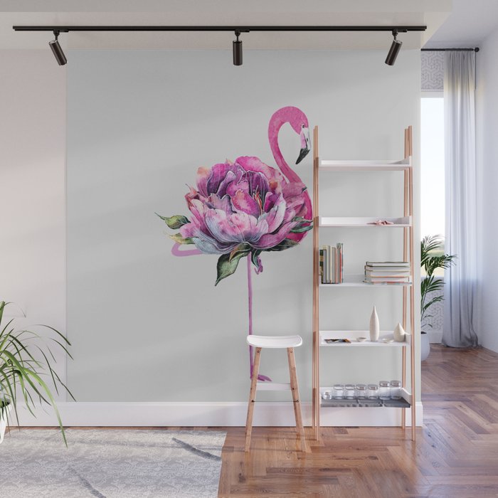 Flower Flamingo Wall Mural Gallery Image 1