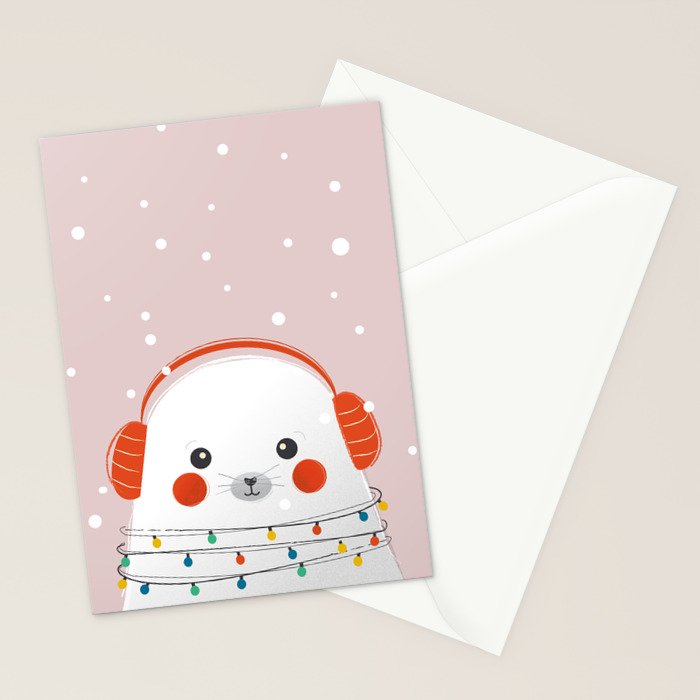 Christmas Animals - Cute Seal Stationery Card Gallery Image 2