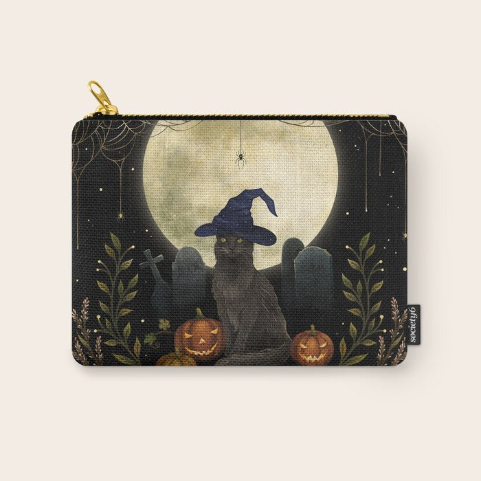 The Black Cat on Halloween Night Carry All Pouch Gallery Image 1