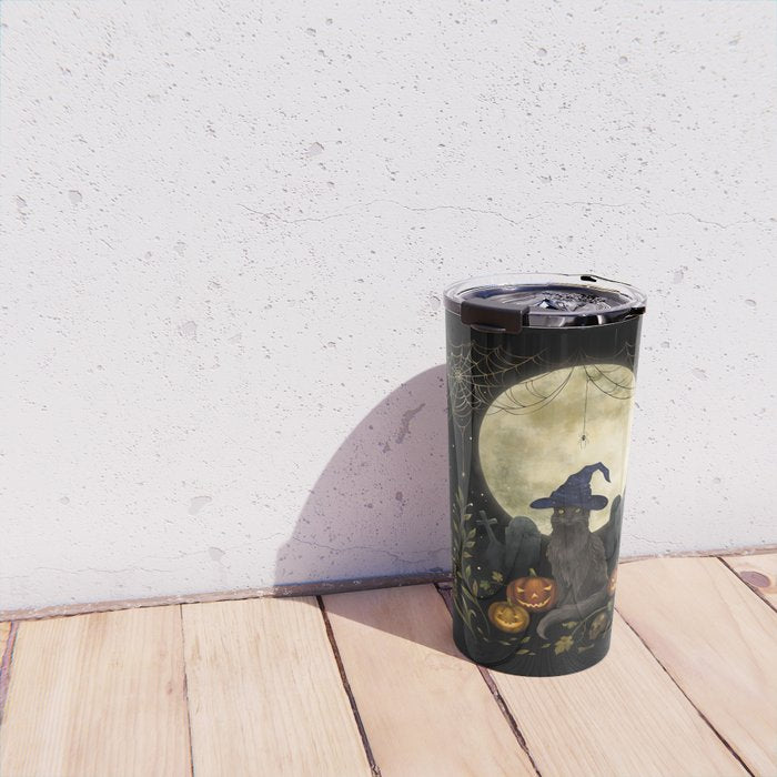 The Black Cat on Halloween Night Travel Mug Gallery Image 4