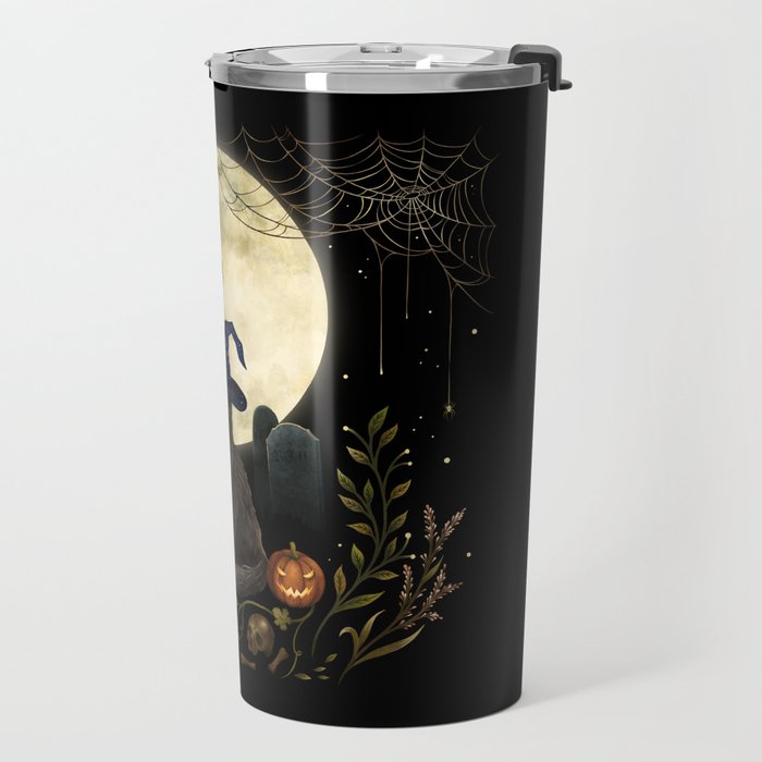 The Black Cat on Halloween Night Travel Mug Gallery Image 2