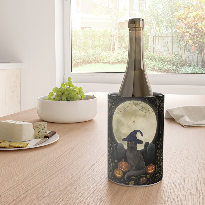 The Black Cat on Halloween Night Wine Chiller Gallery Image 4