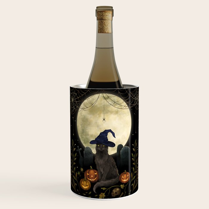 The Black Cat on Halloween Night Wine Chiller Gallery Image 1