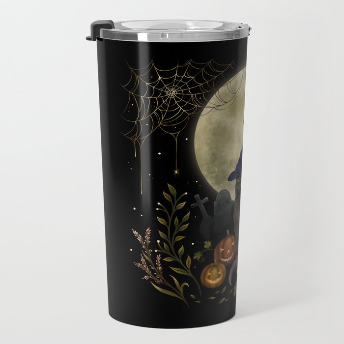 The Black Cat on Halloween Night Travel Mug Gallery Image 3
