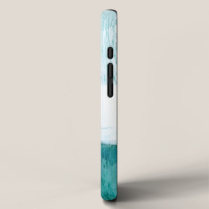 Aqua Blue Geometric Abstract Textured Painting iPhone Case Gallery Image 2