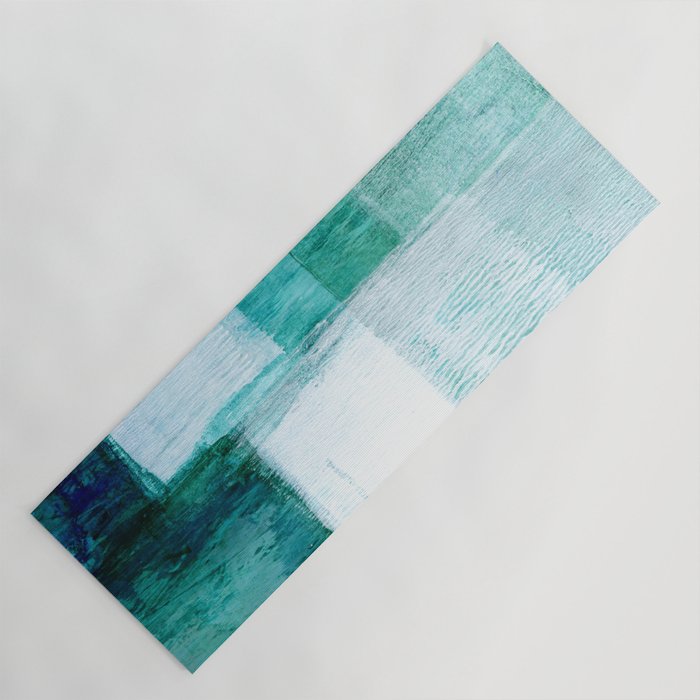Aqua Blue Geometric Abstract Textured Painting Yoga Mat Gallery Image 1