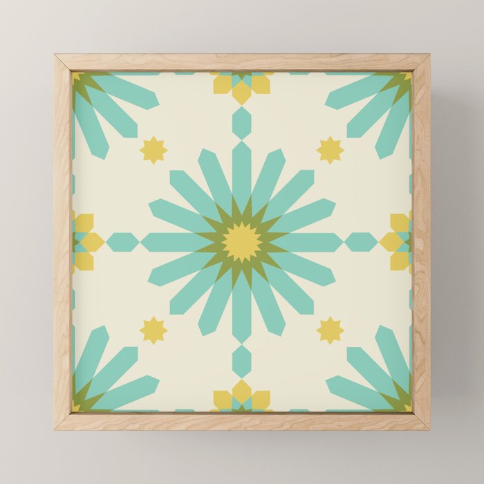 Geometric Starbursts - Blue + Yellow Mini Art Print Gallery Image 1