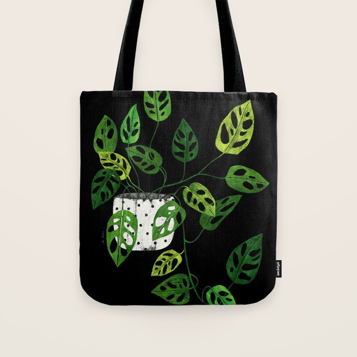 Back monstera obliqua Tote Bag Gallery Image 1