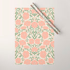Pastel Peach Peonies - Retro botanical Wrapping Paper Gallery Image 1