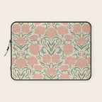 Pastel Peach Peonies - Retro botanical Laptop Sleeve Gallery Image 1